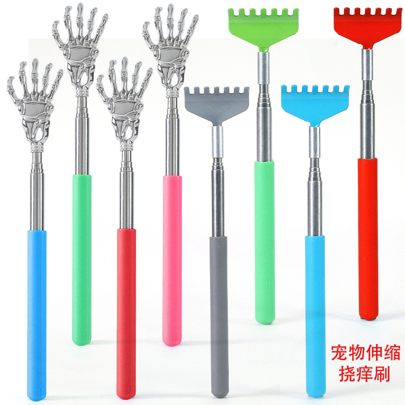 Acero inoxidable retráctil rascarse perro gato masaje limpieza rascarse cepillo mascota herramienta de limpieza gadget interactivo