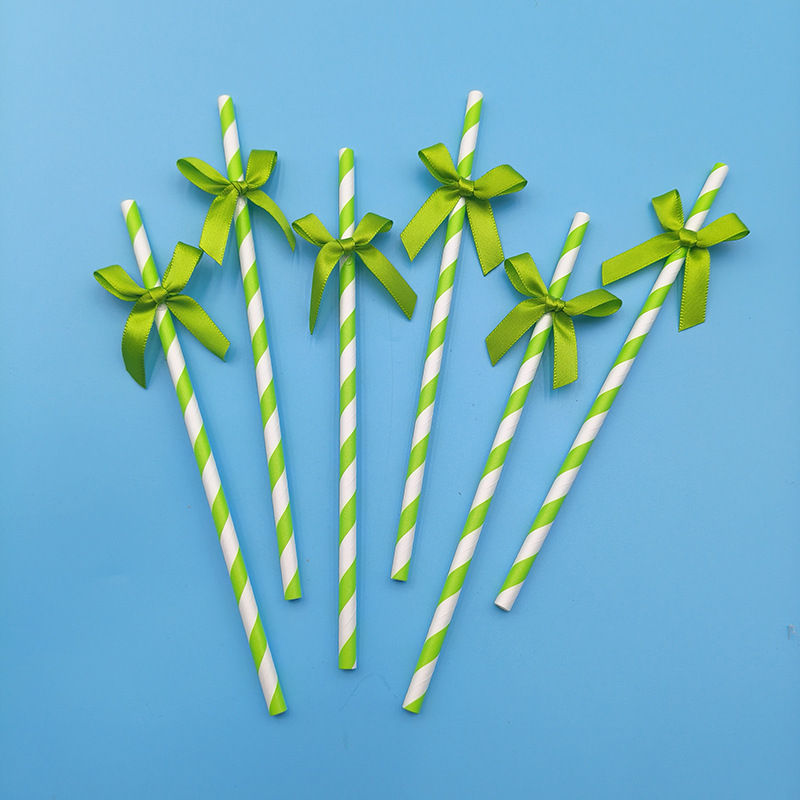 Fiesta transfronteriza de papel straw ribbon string bow desechable postre decoración de cóctel straw horneado inserto