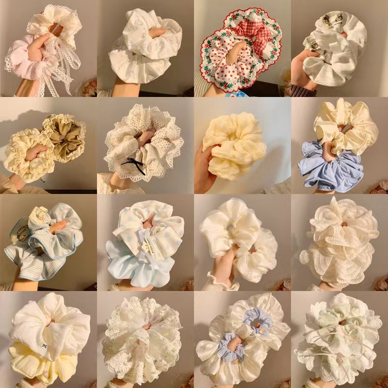 少女心樱桃大肠发圈韩系蕾丝头绳高级感温柔丸子头皮筋发绳女特|undefined