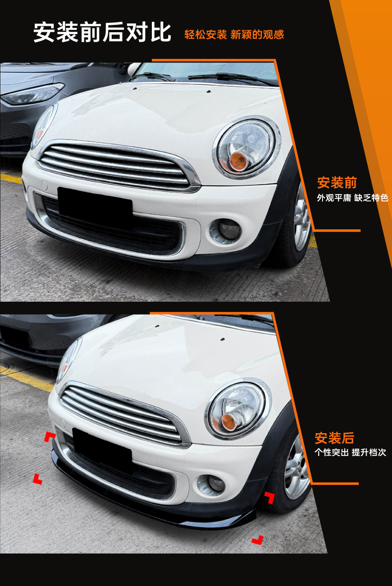 Suitable for Mini Cooper R56 R57 Late Model 2011-2014 Front Lip, Front Spoiler, Small Body Kit Modification