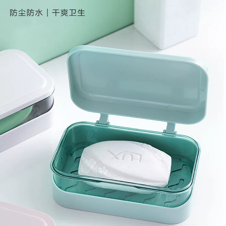 Soap holder, double-layer foldable drying rack, storage box for traveling, light luxury style
