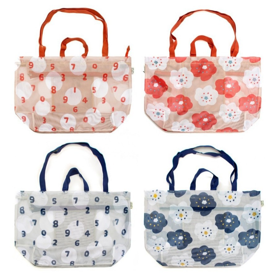 现货日本潮牌数字沙滩包休闲手提包夏季玩水网纱包玩具收纳游泳包