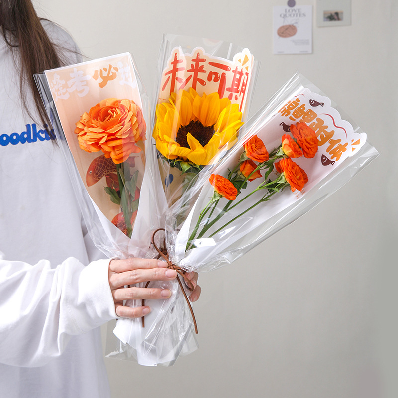 Temporada de graduación Embalaje de flores individuales Examen de ingreso a la universidad Bolsa de flores Bolsa de flores Título de la lista de oro al por mayor Bolsa de embalaje de ramo pequeño