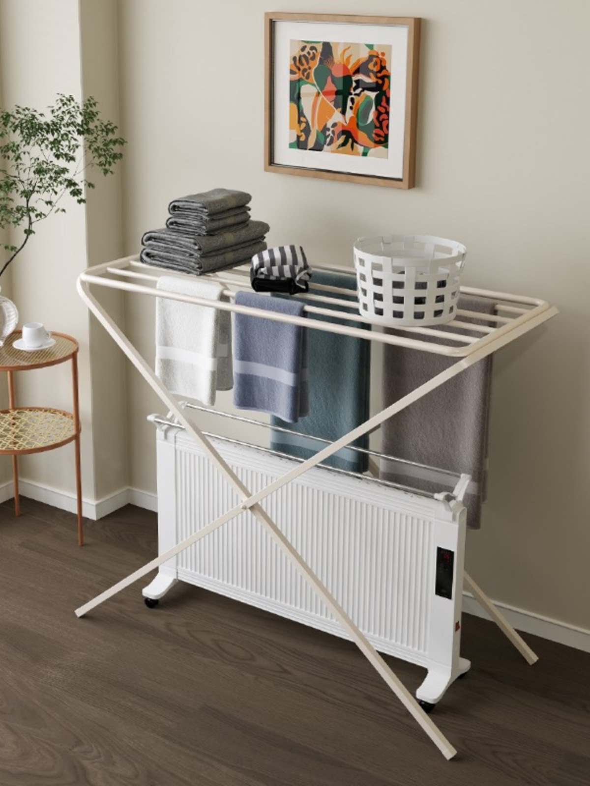 Electric Heater Drying Rack Floor-Standing Clothes Rack Storage Rack Indoor Folding Electric Oil Heater Drying Rack