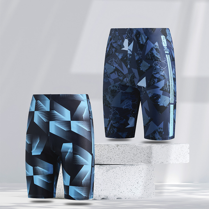 Swimming Trunks Men's Long Five-point Professional Adult Swimming Trunks Swimsuit Men's Racing Sports plus size Swimsuit Anti-embarrassment Pants