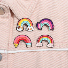 卡通精美小貓咪彩虹系列趣味百搭胸花夏日新款彩色卡通防走光胸針