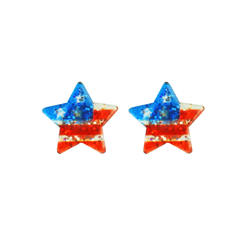 A Pack Of 2 Pairs Simple Style Geometric National Flag Star Printing Arylic Ear Studs display picture 8