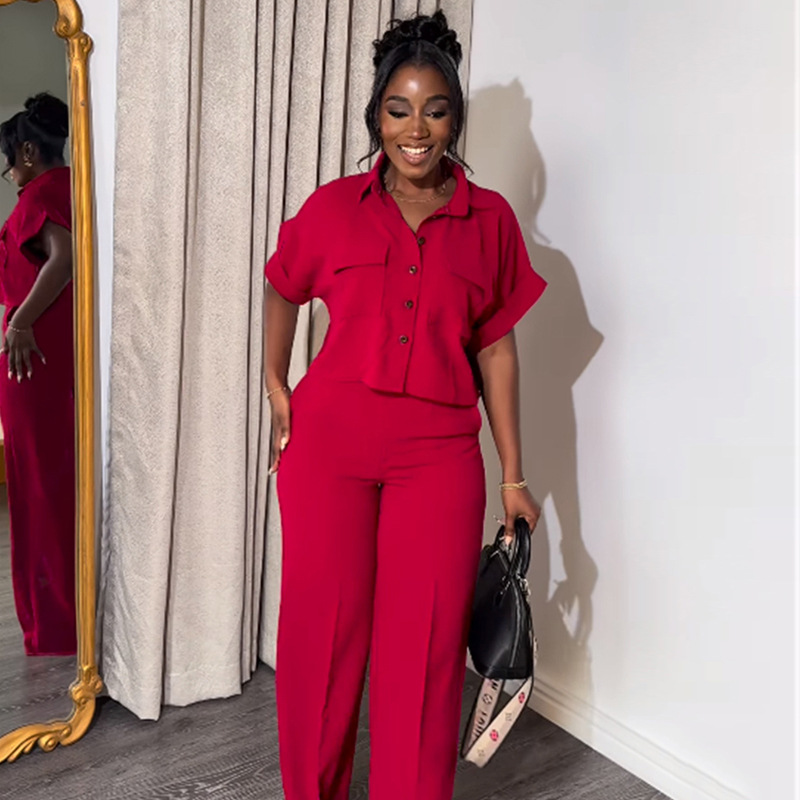 Holiday Daily Women's Casual Solid Color Polyester Button Pant Co-ord Set Pants Sets display picture 13