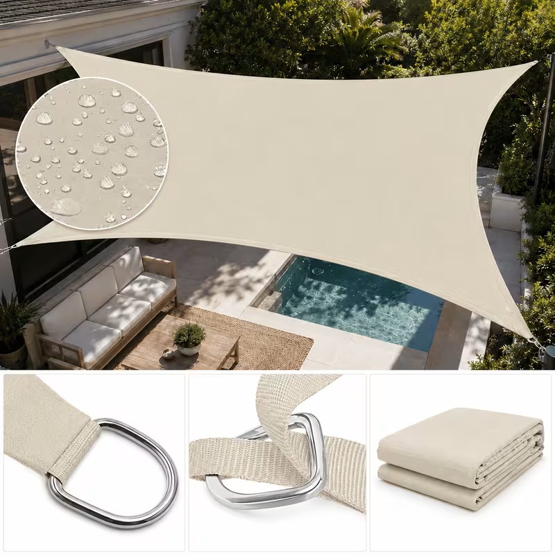 Waterproof Oxford cloth sunshade sail, rectangular shape, outdoor courtyard sun protection shade cloth, cross-border canopy fabric