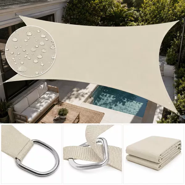 Waterproof Oxford cloth sunshade sail, rectangular shape, outdoor courtyard sun protection shade cloth, cross-border canopy fabric