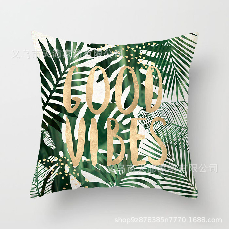 Siesta sofá de coche cintura almohada cojín simple nórdico ins planta verde funda de almohada protección del medio ambiente