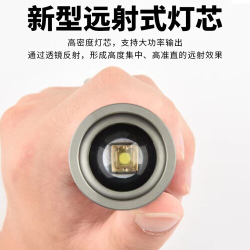 Cross-border new bright LED flashlight outdoor Type-C charging telescopic zoom aluminum mini light