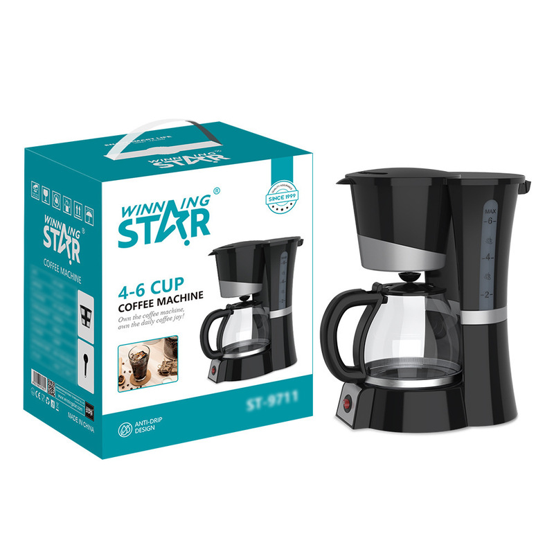 Winningstar British and European standard home coffee maker for brewing tea and coffee, featuring an automatic drip system