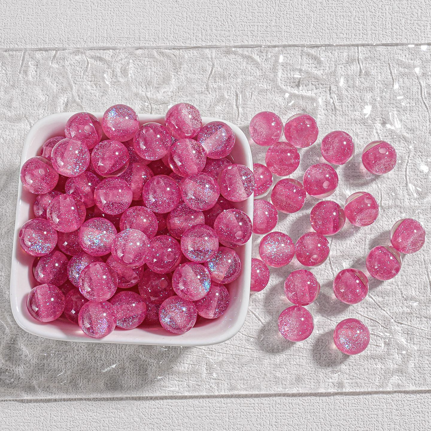 [100 piezas] cuentas de resina brillantes cuentas de ojo de gato cuentas de cielo estrellado diy material de cuentas de cadena de teléfono móvil hecho a mano