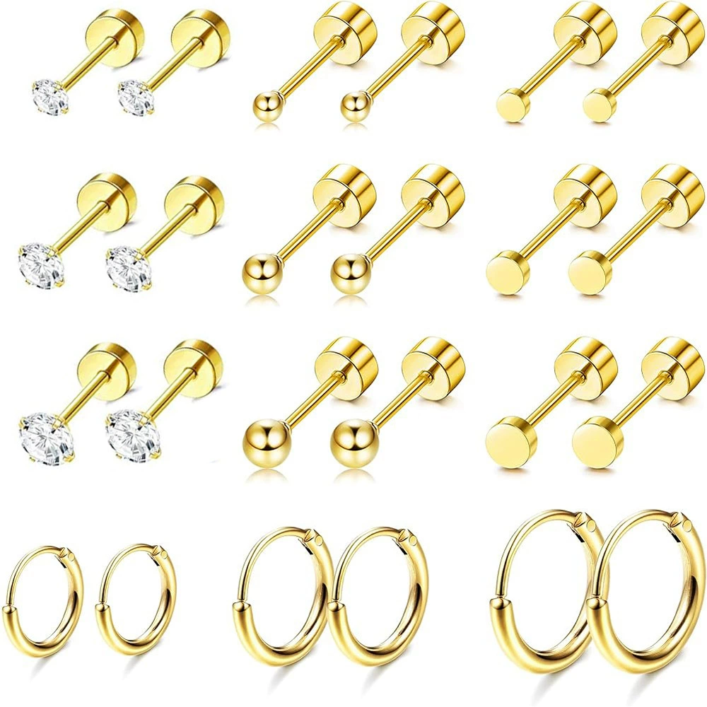 Серьги из нержавеющей стали, 12 пар, Amazon