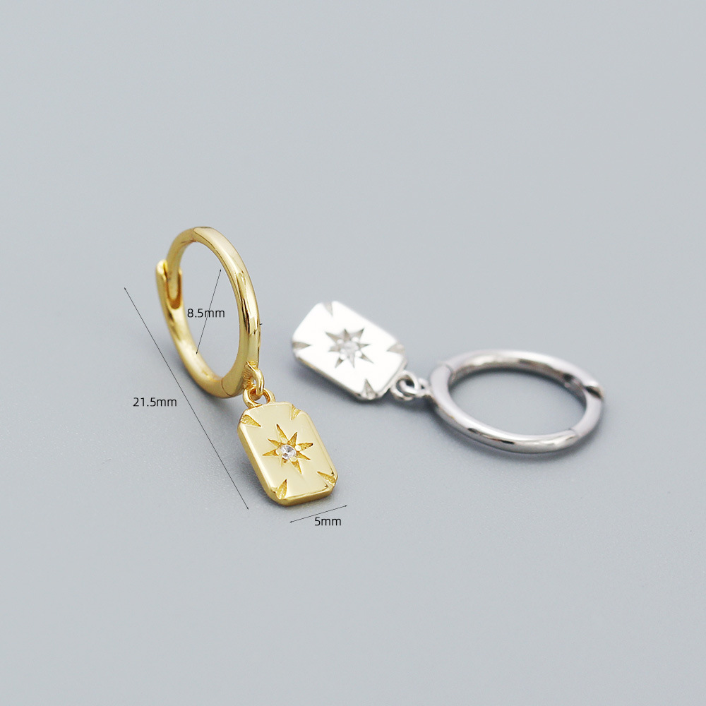 Fashion Geometric Silver Earrings Eight Awn Star Plating Gem 925 Silver Earrings display picture 2