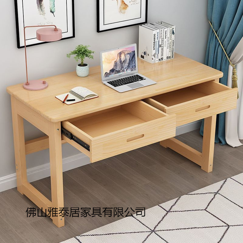 Solid Wood Desk Simple Desktop Computer Table Home Small Apartment with Drawer Learning Desk Rectangular Desk