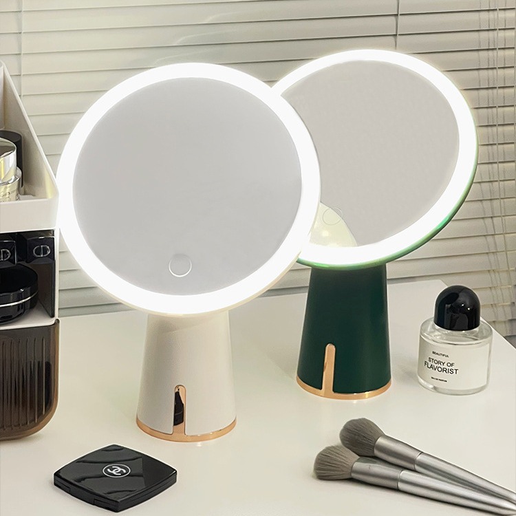 Espejo de maquillaje ligero de lujo de escritorio lámpara led dormitorio hogar espejo de vestir de escritorio hogar inwind pequeño espejo portátil de red