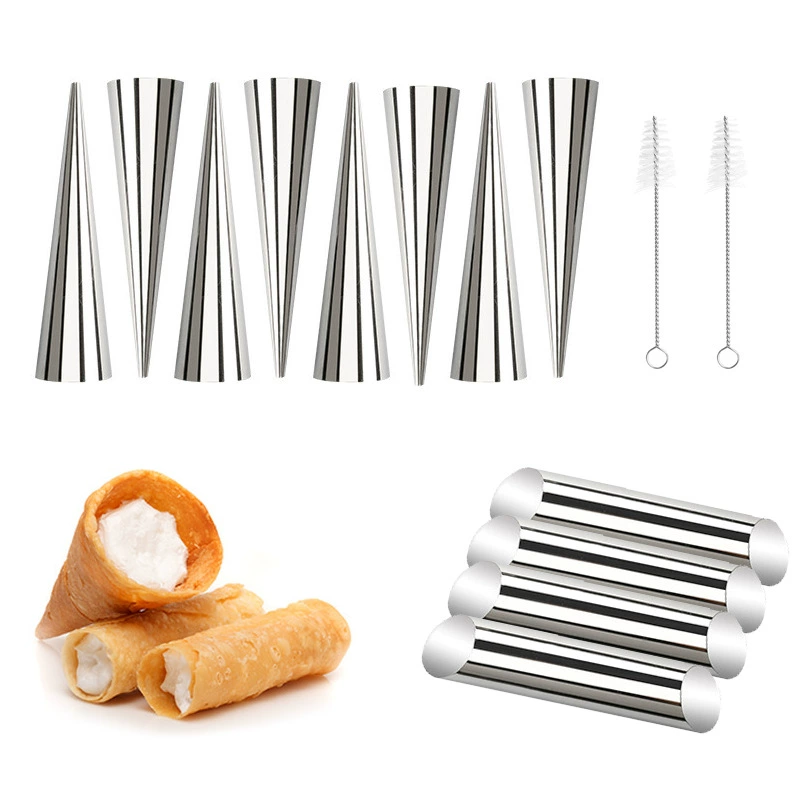 Оптовая продажа из нержавеющей стали коническая датская трубка diy выпекать угловой пакет плесень сладкий цилиндр плоский рот большой винтовой всасывающий набор карты