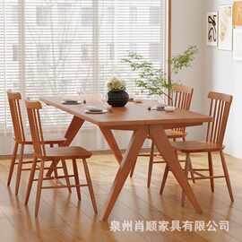 实木餐桌椅组合日式樱桃木餐桌松木工作台鲸鱼餐桌小户型吃饭桌子