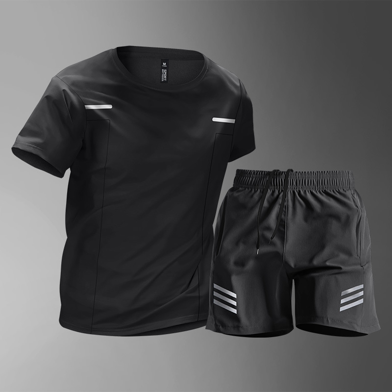 Traje deportivo de hielo seco para hombres ropa de fitness de verano camiseta de manga corta entrenamiento chaleco de baloncesto transpirable ropa de carrera