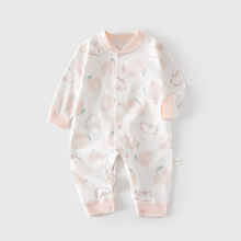 婴儿连体衣长袖纯棉春秋对开哈衣男女新生宝宝婴幼儿童春夏爬服