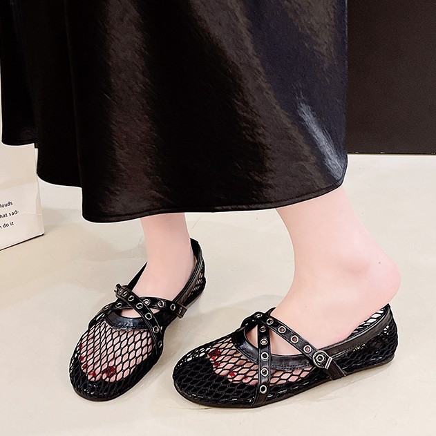 Primavera y verano hueco nuevo tipo una hebilla sandalias zapatos de malla 2026 marizhen zapatos de moda para mujeres