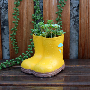 Cross-border New Rain Boots Flower Pot Ornaments Courtyard Garden Fleshy Potted Plant Decorations Home Small Clear Landscape Statue