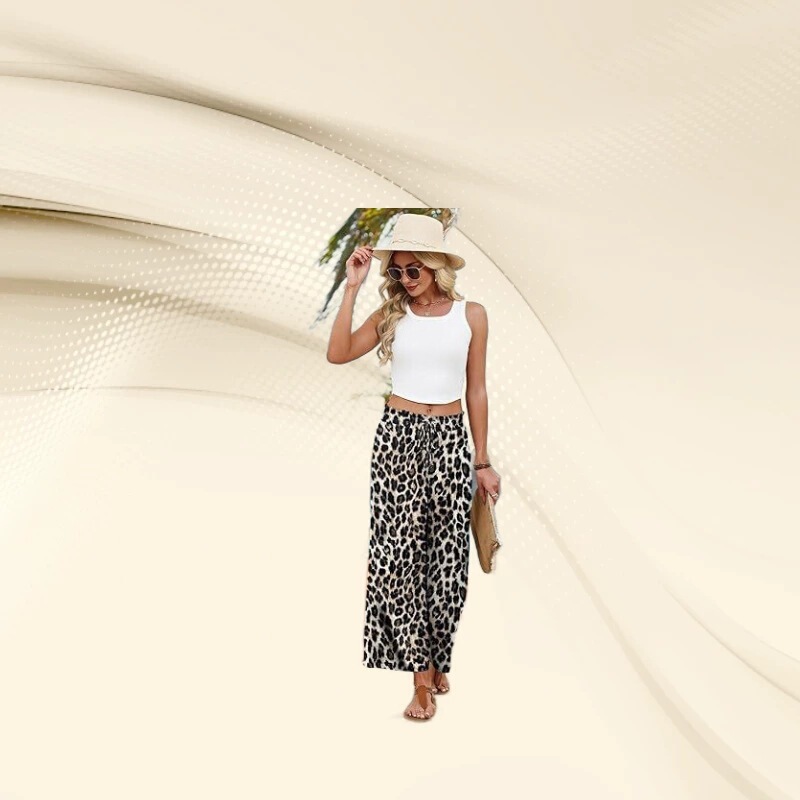 2026 Amazon Wide-Leg Pants for Women, Flowy and Fluffy, with Belt and Pockets, Summer Beach Vacation Outfit