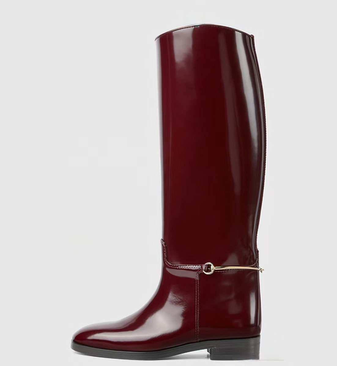 Large size low heel high boots round head autumn and winter new equestrian boots knight boots show flat women's boots_voghion.com