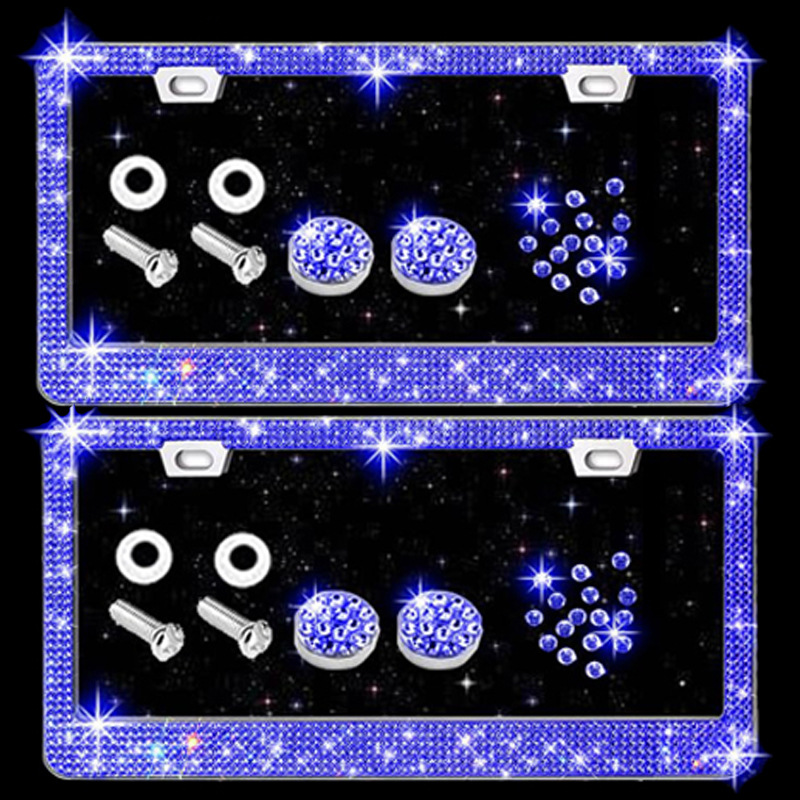 American Standard License Plate Frame with Rhinestones, Acrylic License Plate Holder, Car Accessories, Cross-Border Model, Stainless Steel License Plate Frame