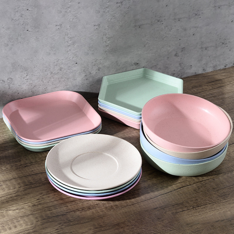 Wheat Straw Skeleton Plate Plastic Plate Snack Fruit Plate Waste Basket Household Sauce Small Dish