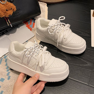 European Station 2025 New Leather De Xun College Style Flat fleece-lined Round Head Lace-up Casual Sports Shoes