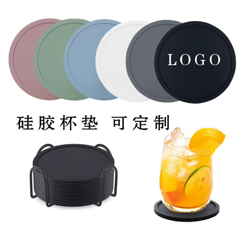 Силиконовая подставка под чай, круглая, изолирующая, нескользящая, 10 см, с возможностью печати логотипа, водонепроницаемая и защищенная от проливания, 8 см, 9 см, индивидуальный дизайн.