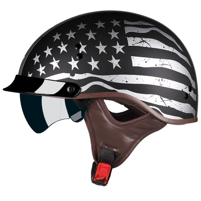 New National Standard 3C Motorcycle Helmet for Men and Women, Retro Half Helmet, Cement Gray Motorcycle Safety Helmet, Spring and Summer (Motosiklet kaskı (dəbilqə)) - five-star-flag-m