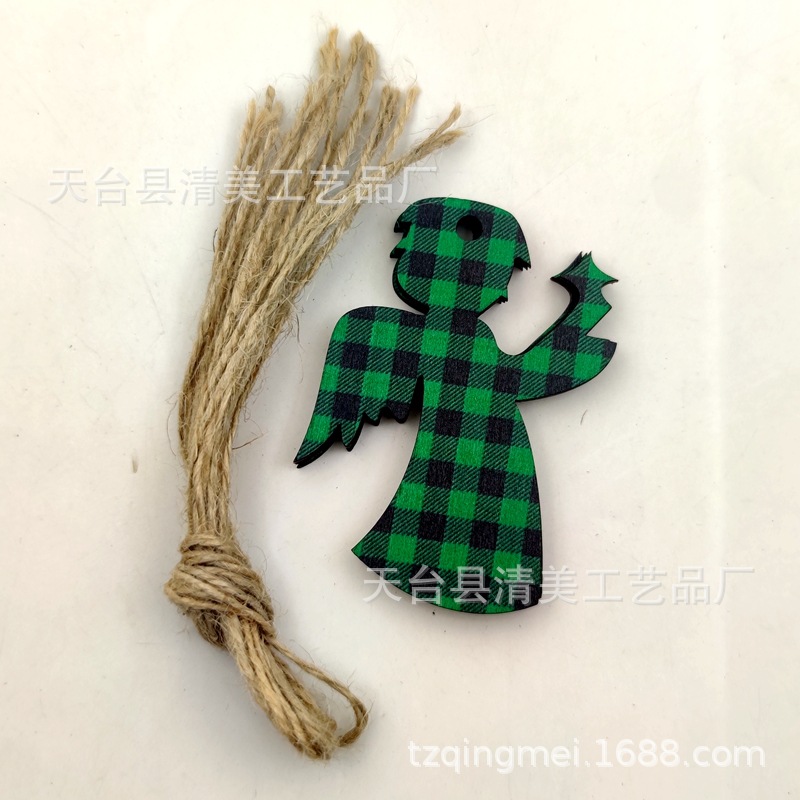 33 modelos de cuadros verdes y negros serie navideña piezas de madera colgante de decoración navideña se pueden combinar libremente 10 piezas en un paquete