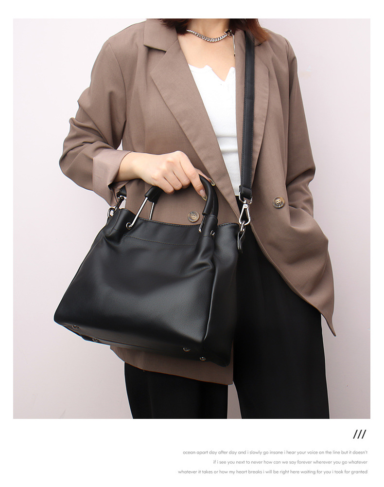 Women's Bag Bucket Bag Texturized Soft Leather Large Capacity Shoulder Crossbody Casual Handbag_voghion.com
