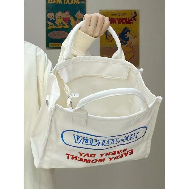 Canvas Bag Strap Letter Canvas Bag Women's 2022 Autumn and Winter Trendy Fashion Tote Bag Versatile Large Capacity Crossbody Bag
