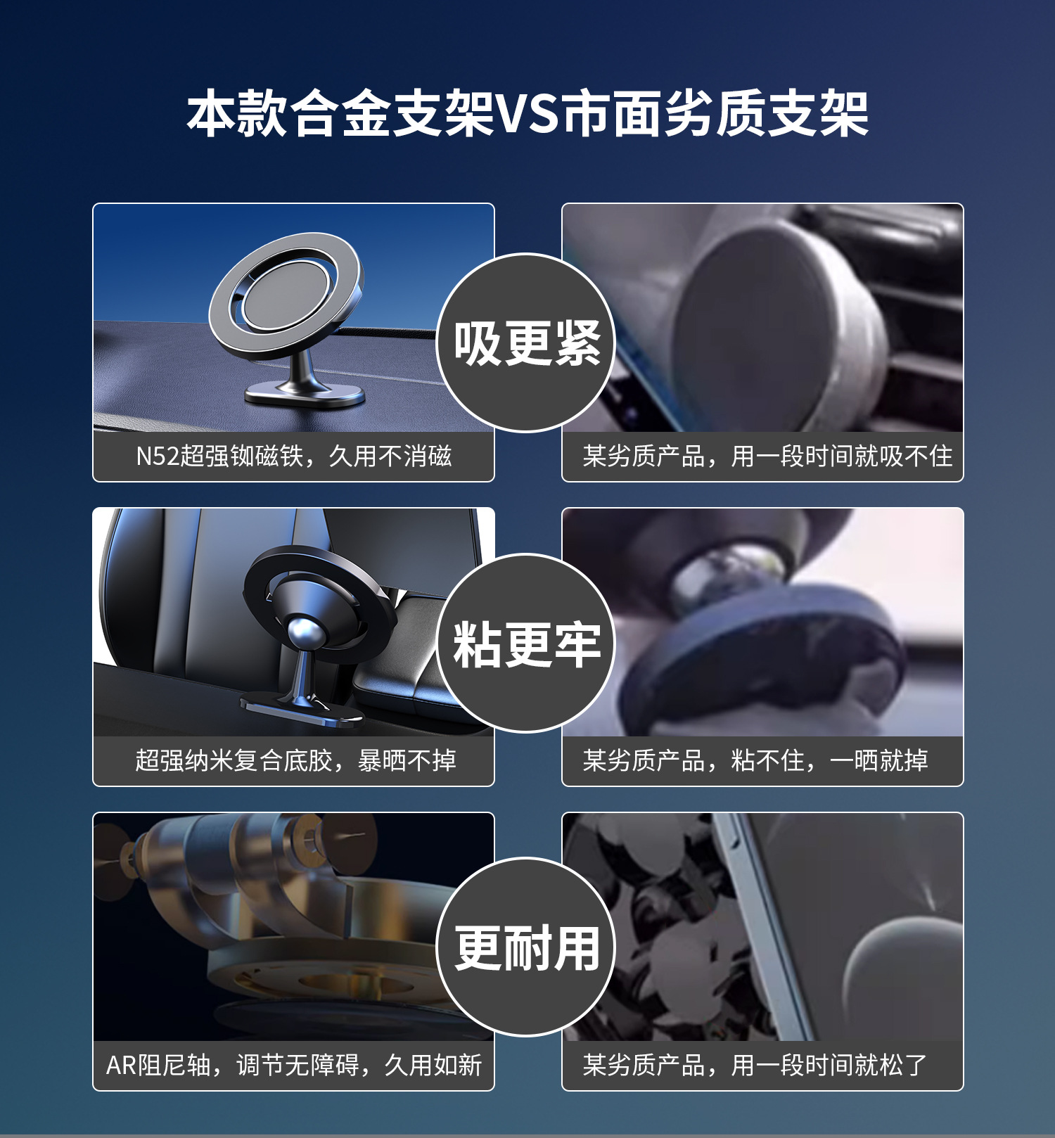 Cross-Border Car Phone Holder Magsafe Magnetic Metal Car Air Vent Dashboard Phone Holder