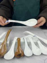 陶瓷大汤勺家用盛汤大勺饭店餐厅打汤长柄大勺子盛粥大号勺子商用