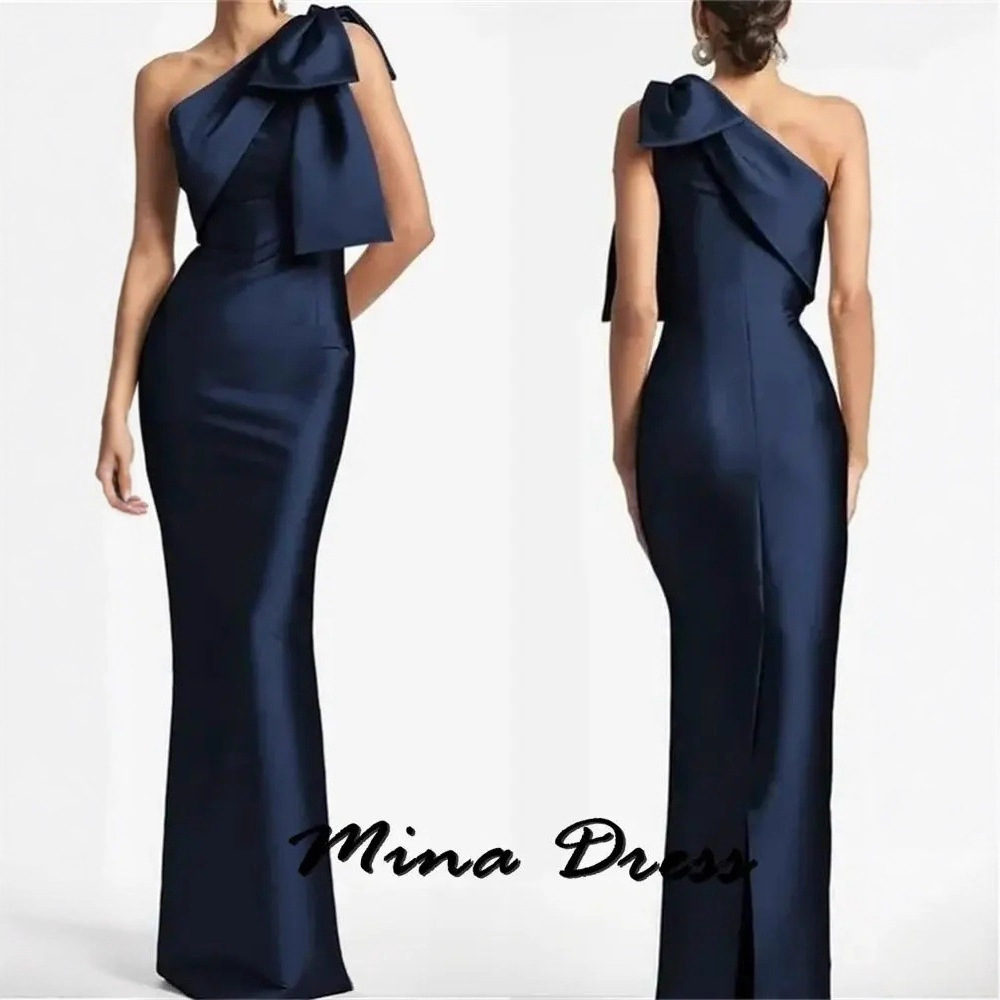 Backless Special Occasion Dresses for Formal Occasions Sleeveless Evening Dresses One Shoulder Bowknot Evening Dresses