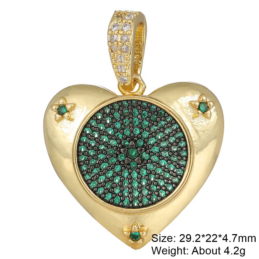 5g Weight Pendant Jewelry Making Type Rhinestones Inlay Material DIY Jewelry Accessories Classification 1 Piece Quantity Copper Material Heart Shape Pattern Plating Design Casual, Retro, Classic Style Style 1 Piece Copper Rhinestones Heart Shape Pendant 2