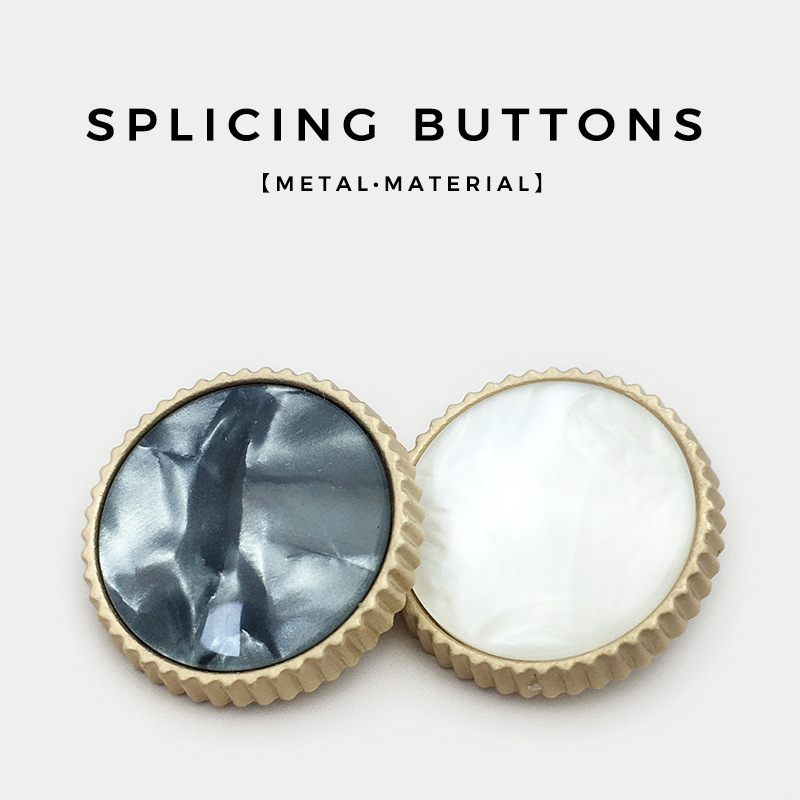 High-end Toothed White Metal Buttons, Round Versatile Outwears, Windbreakers, Women's Tops, Outwear Buttons, Imitation Shell Buttons