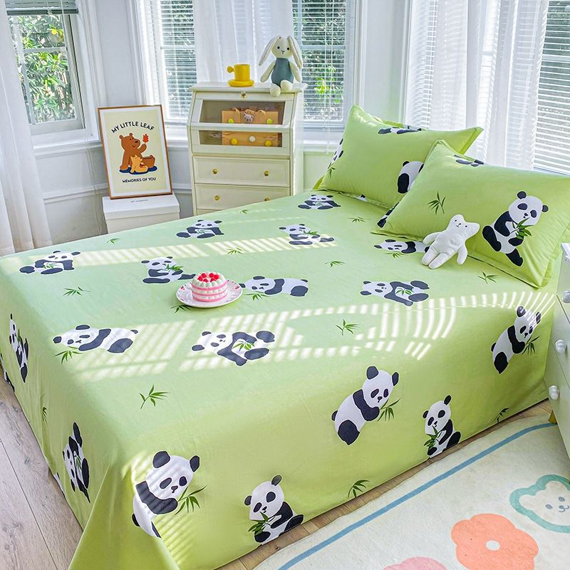 Sábanas de algodón de una sola pieza dormitorio de estudiantes individual 1.2m doble 1.8 lindo panda sábana de dibujos animados dormitorio de niños