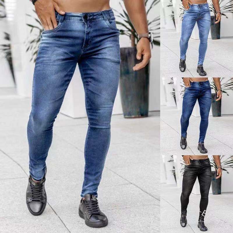 European and American AliExpress new Denim men's pants cross-border ins trendy black slim high waist Denim skinny pants men