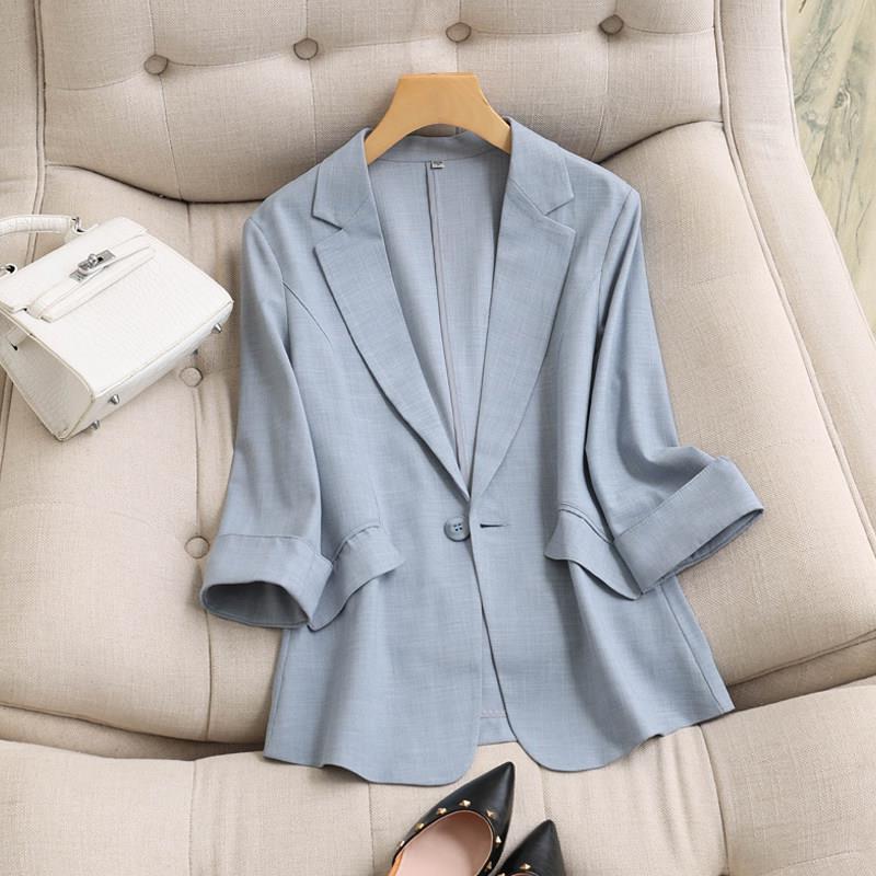 Summer thin apricot classic suit jacket