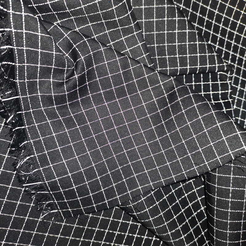 厂家直供 8MM高亮方格编织反光布 反光条提花色织反光格子面料