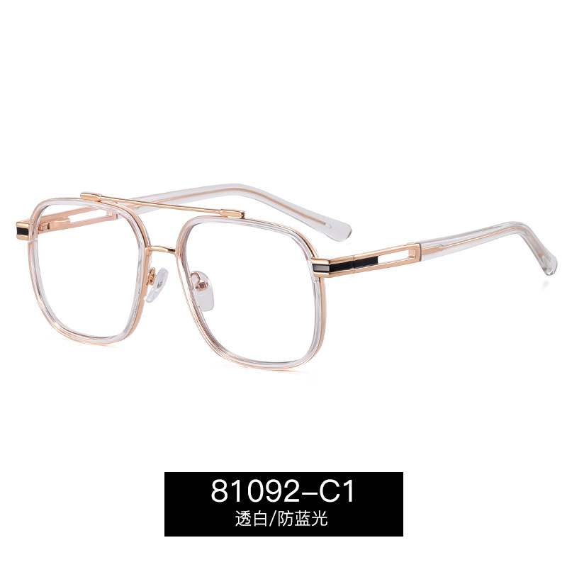 81092 nuevo marco de Gafas de metal TR90 doble haz polígono gafas lisas anti-Luz Azul gafas marco puede ser equipado con gafas de miopía