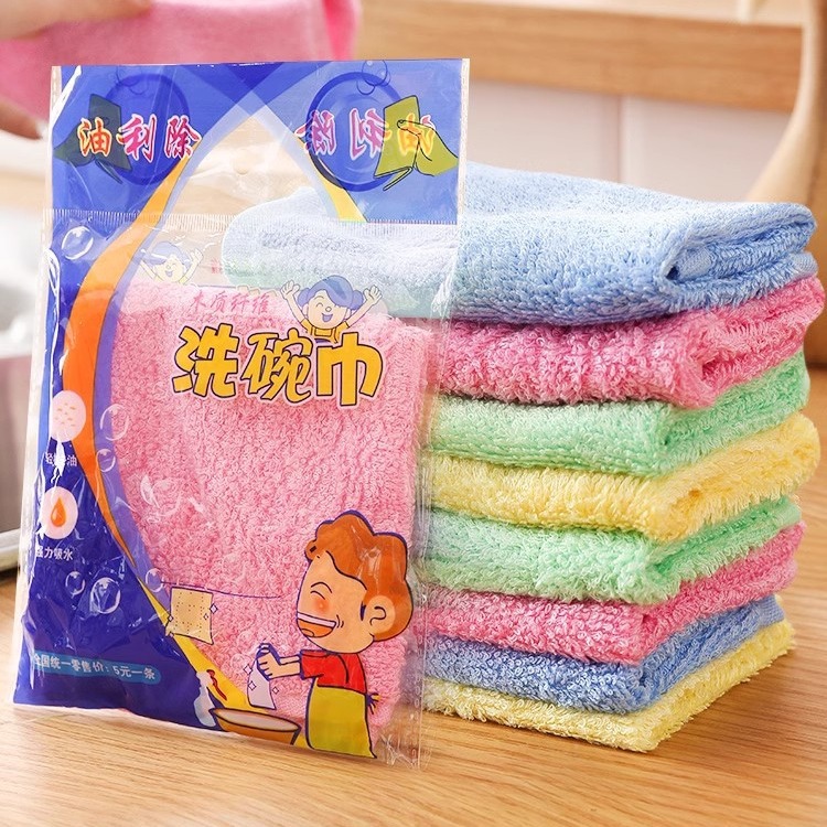 Oil removing dish towel wood fiber dish cloth non-stick oil kitchen rag absorbent easy cleaning household special genuine goods