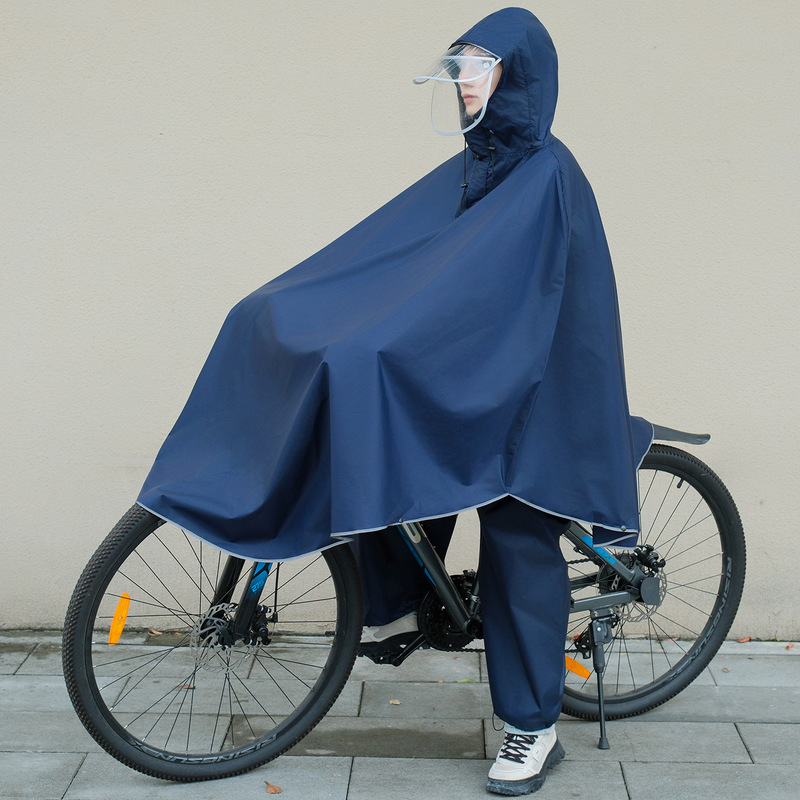 Bicycle raincoat and rain pants two-piece set for students, junior and senior high school students, teenagers, single-person mountain bike riding rainwear for men and women Bicycle raincoat and rain pants two-piece set for students, junior and senior high school students, teenagers, single-person mountain bike riding rainwear for men and women